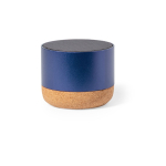 Altoparlante in alluminio riciclato e base in sughero da 3W color blu mare prima vista