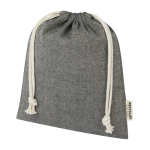 Sacchetto in cotone riciclato 150 g/m² certificato con coulisse 1,5l color nero