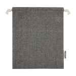 Sacchetto in cotone riciclato 150 g/m² certificato con coulisse 1,5l color nero seconda vista posteriore