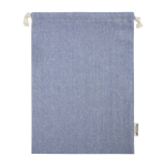 Sacchetto in cotone riciclato 150 g/m² certificato con coulisse 4l color blu seconda vista posteriore