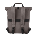 Zaino rolltop in cotone riciclato certificato 330g/m² con tasca pc 15” color grigio seconda vista posteriore