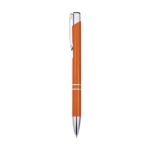 Penna in alluminio riciclato con finitura laccata e inchiostro nero color arancione vista laterale