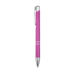 Penna in alluminio riciclato con finitura laccata e inchiostro nero color rosa vista laterale