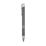Penna in alluminio riciclato con finitura laccata e inchiostro nero color grigio scuro vista laterale