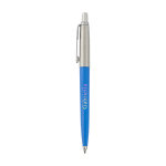 Penna a sfera con logo Parker Jotter Recycled con inchiostro blu vista laterale con logo