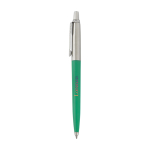 Penna a sfera con logo Parker Jotter Recycled con inchiostro blu vista laterale con logo