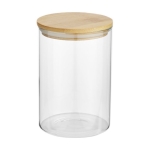 Barattolo di medie dimensioni in vetro con coperchio in bambù da 550ml color naturale