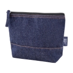 Pochette in cotone da 240 g/m² e denim riciclato con tiretto abbinato color blu alice prima vista
