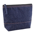 Pochette in cotone da 240 g/m² e denim riciclato con tiretto abbinato color blu alice seconda vista