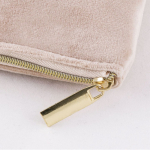 Pochette in tessuto di velluto 280g/m² con cerniera e tiretto dorati color naturale terza vista