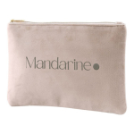 Pochette in tessuto di velluto 280g/m² con cerniera e tiretto dorati color naturale quarta vista