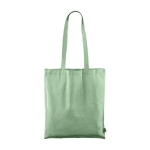 Shopper in cotone colorato riciclato GRS da 120g/m² del Fairtrade color verde quarta vista