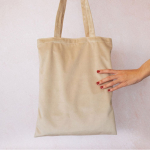 Borsa in velluto da 280 g/m² con manici lunghi 60 cm da personalizzare color naturale seconda vista