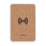 Powerbank wireless in sughero e plastica ABS riciclata 5.000mAh e 5W color bianco seconda vista