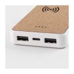 Powerbank wireless in sughero e plastica ABS riciclata 5.000mAh e 5W color bianco quarta vista
