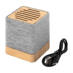 Altoparlante wireless in bambù e poliestere RPET da 3W color grigio terza vista