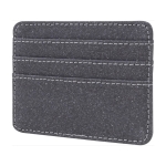 Porta tessere realizzato in pelle riciclata con tre tasche color nero terza vista
