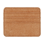 Porta tessere realizzato in pelle riciclata con tre tasche color marrone chiaro seconda vista
