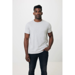 Tshirt 100% cotone misto riciclato e organico 180 g/m² Iqoniq Manuel color grigio chiaro jensato quarta vista con modello