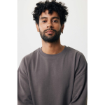 Felpa vestibilità oversize in eco cotone 340 g/m² Iqoniq color argento opaco quinta vista con modello