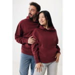 Felpa oversize in eco cotone regular fit 340 g/m² Iqoniq color bordò vista con modello