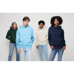 Felpa oversize in eco cotone regular fit 340 g/m² Iqoniq color beige quinta vista con modello