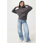 Felpa oversize in eco cotone regular fit 340 g/m² Iqoniq color argento opaco seconda vista con modello