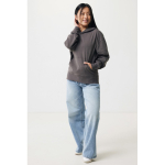 Felpa oversize in eco cotone regular fit 340 g/m² Iqoniq color argento opaco terza vista con modello
