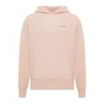 Felpa oversize in eco cotone regular fit 340 g/m² Iqoniq color rosa pastello vista con logo
