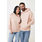 Felpa oversize in eco cotone regular fit 340 g/m² Iqoniq color rosa pastello vista con modello