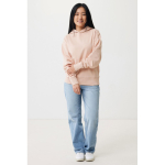 Felpa oversize in eco cotone regular fit 340 g/m² Iqoniq color rosa pastello terza vista con modello