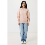 Felpa oversize in eco cotone regular fit 340 g/m² Iqoniq color rosa pastello quarta vista con modello