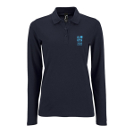 Polo a maniche lunghe da donna slimfit cotone 180g/m² SOL'S Perfect color blu mare vista area di stampa