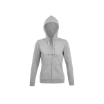 Hoodie da donna con cerniera intera in cotone e poliestere SOL'S Spike color grigio chiaro