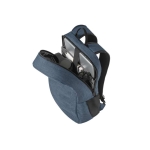 Zaino in RPET con scomparto imbottito per tablet da 10,1” e pc da 15,6” color blu quinta vista