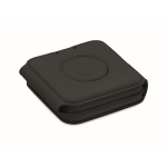 Base di ricarica wireless pieghevole in ABS con 3 punti di ricarica 15W color nero terza vista