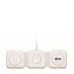 Base di ricarica wireless pieghevole in ABS con 3 punti di ricarica 15W color bianco vista area di stampa