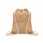 Zainetto a sacca in iuta con cordini di cotone color beige
