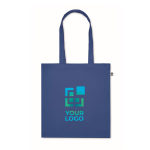 Borsa con manici lunghi e soffietto in cotone organico colorato 220g/m² color blu reale vista area di stampa