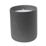 Candela profumata alla vaniglia in elegante vasetto di ceramica color grigio prima vista