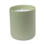 Candela profumata alla vaniglia in elegante vasetto di ceramica color verde prima vista