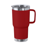 Tazza termica da viaggio a doppia parete in acciaio riciclato 600ml color rosso prima vista