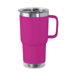 Tazza termica da viaggio a doppia parete in acciaio riciclato 600ml color fucsia prima vista