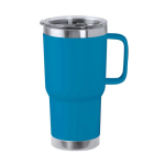 Tazza termica da viaggio a doppia parete in acciaio riciclato 600ml color azzurro prima vista