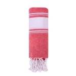 Pareo telo bicolore in cotone e poliestere con frange 180g/m² color rosso prima vista