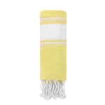 Pareo telo bicolore in cotone e poliestere con frange 180g/m² color giallo prima vista