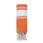 Pareo telo bicolore in cotone e poliestere con frange 180g/m² color arancione prima vista