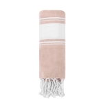 Pareo telo bicolore in cotone e poliestere con frange 180g/m² color naturale prima vista