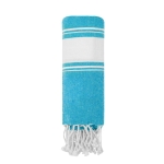 Pareo telo bicolore in cotone e poliestere con frange 180g/m² color azzurro prima vista