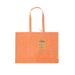 Borsa con soffietto in cotone riciclato con manici lunghi 220g/m² color arancione prima vista
